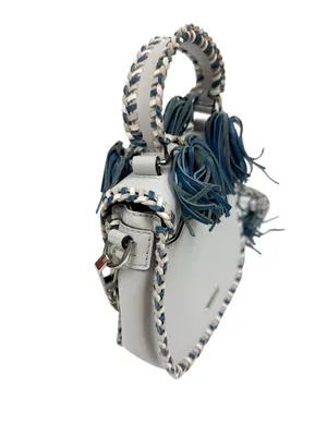Rebecca Minkoff Chase Medium Saddle Bag Light Blue Leather Tassel Crossbody Bag thumbnail 9
