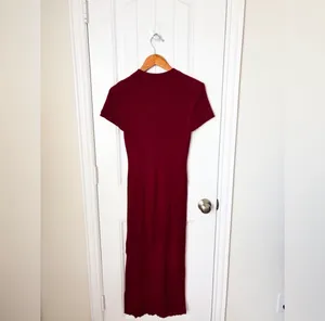 House of Harlow 1960 Burgundy Midi Dress Ribbed Size Medium thumbnail 2