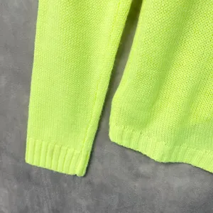 LEI Neon Yellow Sweater XL French Bulldog Dog Graphic Knit Dopamine Kitsch Twee thumbnail 5