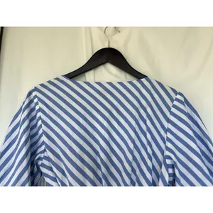 Staud Jodie Midi Wrap Dress Sea Stripe S Bridal Wedding Guest Coastal Nautical thumbnail 9