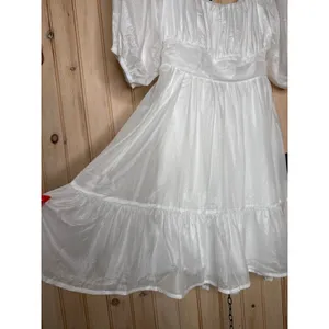 NWT Lulus Ethereal Arrival White Puff Sleeve Tie-Back Chiffon Mini Dress Size S thumbnail 4