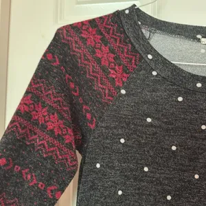 Snowflake Sweater‎ in charcoal & Red, small thumbnail 5