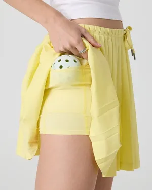 Vuori Large Clementine Pleated 15” Skirt in Sunshine Yellow thumbnail 2