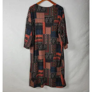 PinkBlush Womens‎ Kimono Cover Up Size L Black Brown Bandana Paisley Print Open thumbnail 7