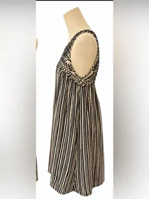 Ecote Anthropologie Embroidered Open Back Swing Dress Medium Boho Cotton thumbnail 2