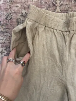 Zara Flowy Linen Tan Pants thumbnail 3