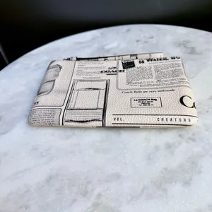NWT Coach Large Corner Zip Wristlet in Vintage Newspaper Print thumbnail 4