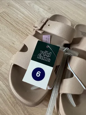 wild fable Neutral Beige Double-Strap Slide Sandals NWT thumbnail 4