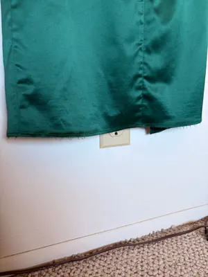 Ruched Strapless Meshki Riley Drape Split Dress Emerald  thumbnail 6