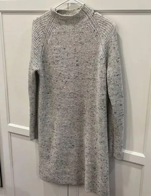 Madewell mockneck size small sweater dress gray ribbed preppy classic comfy cozy thumbnail 1