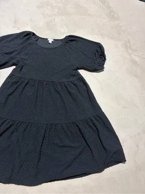 J. Crew Black dot Tiered Puff Sleeve Dress small thumbnail 3