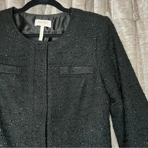 Laundry by Shelli Segal Black Metallic Tweed Blazer thumbnail 2