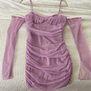 Oh Polly Harper Pink/fuchsia mini dress w sheer sleeves thumbnail 2