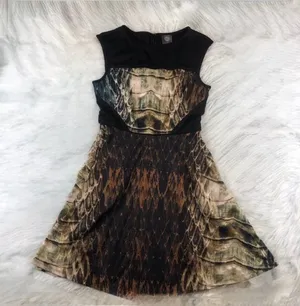 Vince Camuto size 10 Snake-Print Fit & Flare Dress thumbnail 1