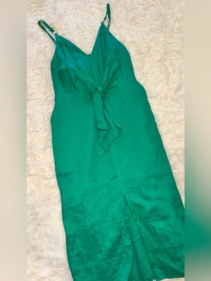 NEW Reiss Kay Green Tie Detail Linen Midi Dress Sz 6 thumbnail 9