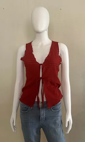 Pretty Rebel Red Tie Front Top thumbnail 1