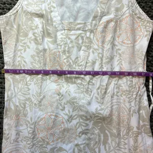 Columbia PFG Sundress Medium Tan Floral Tropical Leaf Cotton V-Neck Midi Dress thumbnail 8