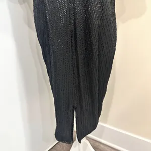 Vintage 80s Stenay Woman‎ Black Silk Beaded Sequin Cocktail Shift Dress Art Deco thumbnail 13