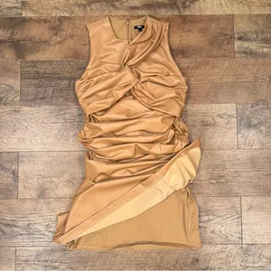 Express Body Contour Faux Leather Twist Front Midi Dress w/Built-In Shape Wear thumbnail 10
