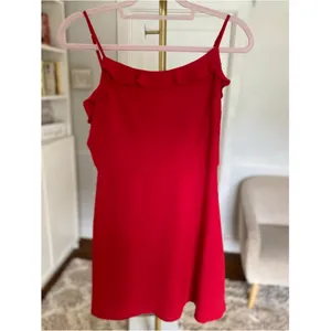 Everly Red Ruffle Mini Dress Flirty Resort Vaca S Parisian Quiet Luxury Coquette thumbnail 2