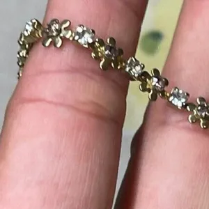 AVON Vintage SP Pink Daisy Open Back Rhinestones Gold Tone Bracelet 10.5 Inch thumbnail 7
