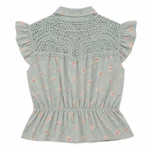 Rue21 Blue Floral Print Collared Top, S thumbnail 6