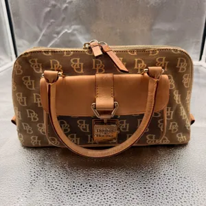Dooney & Bourke Monogram Satchel Hand Bag Purse Womens Brown Tan Vintage K802423 thumbnail 7