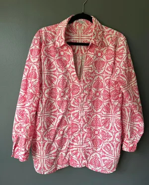 Larsen Gray Boho Pink and White Tunic size Medium thumbnail 1