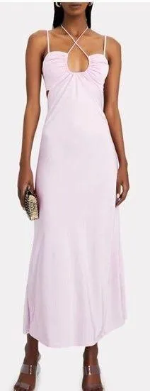 ALC Frank Sienna Cut-Out Satin Midi Dress in Light Pink Size US 0 thumbnail 1