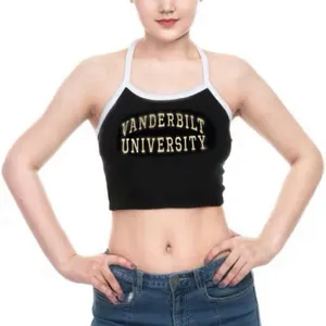 Zoozatz Vanderbilt University Game Day Halter Neck Crop Top thumbnail 1