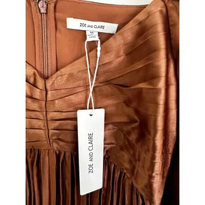 ZOE AND CLAIRE Long Sleeve Pleated Midi Dress in Sienna thumbnail 9