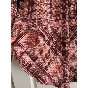 Anthropologie Hudson Plaid Shirt Jacket Pink Plaid Button Down Shacket Size M thumbnail 8