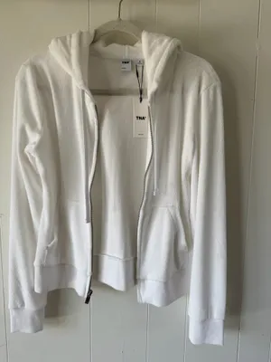 Aritzia TNA Cali Zip Terry Hoodie White Size M thumbnail 4