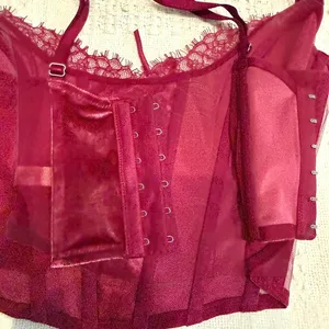 Victoria's Secret small Dream Angels faux lace up velvet corset BC 3186 thumbnail 4