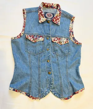 Paris Blues Original Denim Vest Boho Floral – Size M thumbnail 1