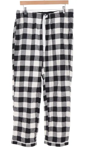 Lands' End Pajama Pants Womens L Buffalo Check Black White Flannel Excellent thumbnail 1