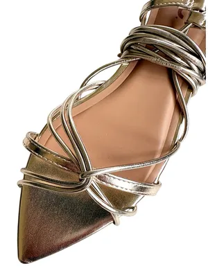 NEW INC International Concepts Ankle Wrap Sandals Gold Size 8 thumbnail 3