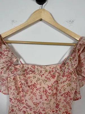 For Love & Lemons Aurora Floral Mini Dress Off Shoulder Ruffle XS thumbnail 4