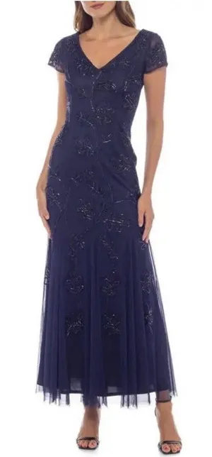 MARINA B Beaded V-Neck Gown Size 6 thumbnail 1