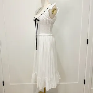 Kimchi Blue Olivia Smocked Midi Dress Small White Ribbon Milkmaid Cottagecore thumbnail 8