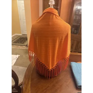 Unbranded Fringed Shawl Orange Wrap thumbnail 8