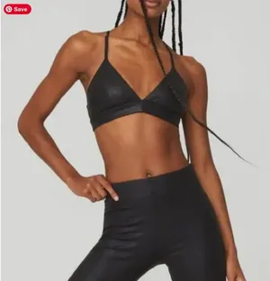 Alo yoga faux leather splendor bra thumbnail 1