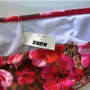 NWOT Aiirz Red and Brown Floral and Cheetah Print Embellished Bikini Top Sz L thumbnail 9