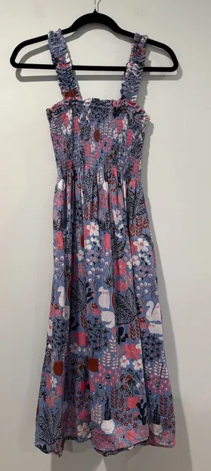 Kate Spade Garden Posy Midi Dress XS Cat Cactus Floral Garden Posy Euro Summer thumbnail 1