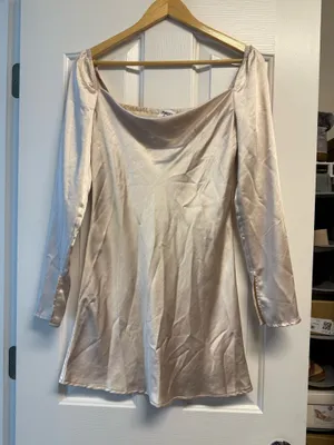 Princess Polly Star Power Mini Dress Champagne Long Sleeve thumbnail 2