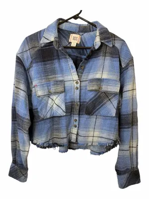 BDG Joey Flannel Shirt Womens Blue Boho Retro 90s Y2K Casual Comfy Streetwear thumbnail 1