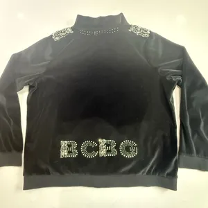 BCBGMAXAZRIA Embellished Velour Tracksuit Set Jacket & Pants Black 3X thumbnail 11