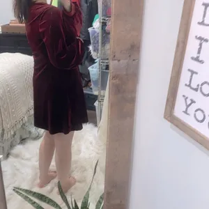 Shein cranberry color wrap dress size XLarge crushed velvet thumbnail 4