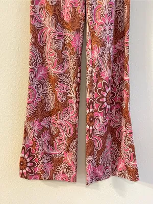 Maeve Anthropologie Maria Pink Paisley Metallic Jacquard Flare Pants Size 0 thumbnail 5