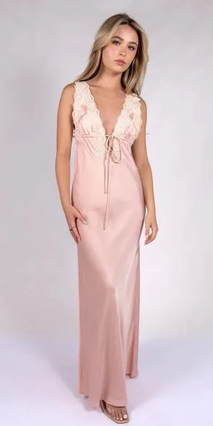 Revolve Rumored venice pink lace maxi dress. Size Medium thumbnail 2
